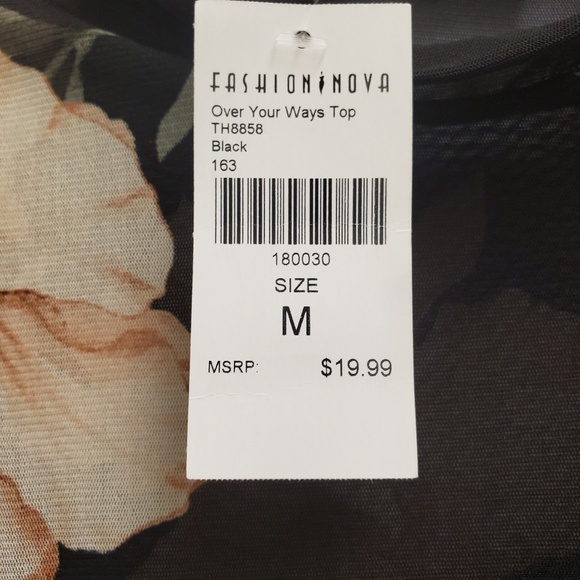 Fashion Nova floral mesh long sleeve crop top nwt - Picture 4 of 4